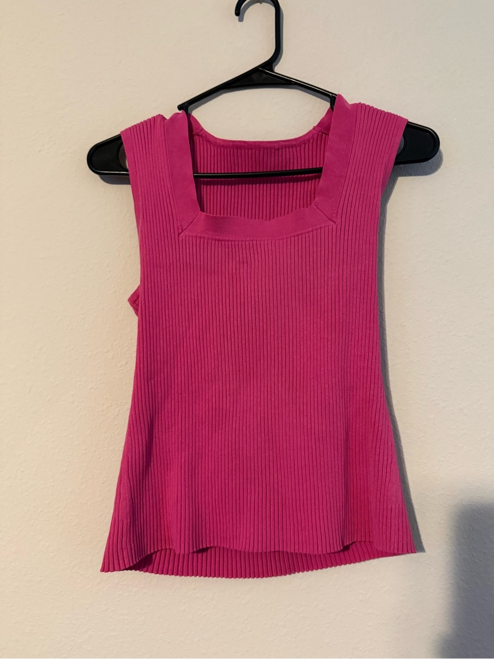 Sleeveless Ribbed Tank Top - Hot Pink